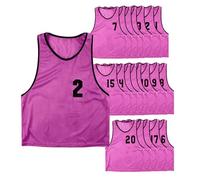 PEGANE Lot de 20 chasubles numérotées Recto-Verso de 1 à 20 de Taille Large, Gilet d'entrainement Couleur Rose