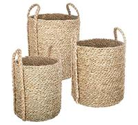 PEGANE Lot de 3 paniers de Rangement en Osier Coloris Naturel
