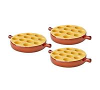PEGANE Lot de 3 poêlons à escargots 12 Trous en Porcelaine Plat pour escargots avec poignée,Passe au Four et Lave-Vaisselle - 18 x 3,2 cm