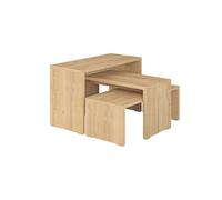 PEGANE Lot de 3 Tables d'appoint gigognes, Tables Basses, Tables Multifonctions Coloris Chêne différentes Tailles