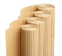 PEGANE Lot de 4 canisses Brise Vue en PVC Tube Plat,Clôture Protection pour Jardin terasse Balcon Coloris Naturel Bambou - Hauteur 100 x Longueur 300 cm 1700g/m2