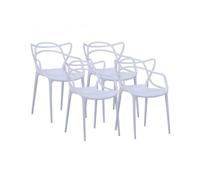 PEGANE Lot de 4 Chaise Forme Papillon en polypropylène Coloris Blanc - Longueur 55 x Profondeur 55 x Hauteur 83 cm