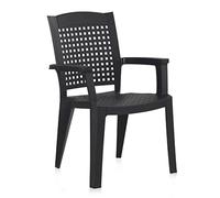 PEGANE Lot de 4 chaises de Jardin empilables en résine Coloris Gris - Longueur 59 x Profondeur 60 x Hauteur 87 cm