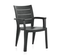 PEGANE Lot de 4 chaises de Jardin empilables en résine Coloris Gris - Longueur 59 x Profondeur 60 x Hauteur 90 cm