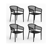 PEGANE Lot de 4 chaises de Jardin empilables en résine Coloris Noir - Longueur 59 x Profondeur 56 x Hauteur 79 cm
