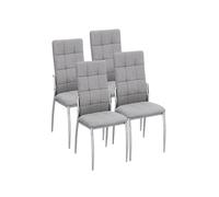 PEGANE Lot de 4 chaises de Salle à Manger Grises avec Pieds en métal, Assise en Tissu rembourée - Hauteur 44 x Longueur 46 x Profondeur 10 cm