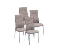 PEGANE Lot de 4 chaises de Salle à Manger Marron avec Pieds en métal, Assise en Tissu rembourée - Hauteur 44 x Longueur 46 x Profondeur 10 cm