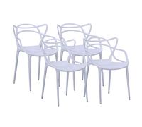 PEGANE Lot de 4 chaises Forme Papillon en polypropylène Coloris Blanc - Longueur 55 x Profondeur 55 x Hauteur 83 cm