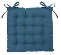 Lot de 4 galettes de chaise en coton et polyester coloris bleu canard - Dim : L 38 x l 38 cm