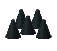 PEGANE Lot de 5 Cône de signalisation, cône d'entraînement Extra-Souple Noir Hauteur 16 cm