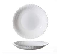 PEGANE Lot de 6 Assiettes Creuse en Verre trempé Blanc - Ø 21 cm