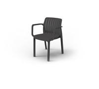 PEGANE Lot de 6 chaises de Jardin avec accoudoirs Coloris Antracithe - Longueur 58 x Profondeur 53 x Hauteur 77 cm