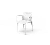 PEGANE Lot de 6 chaises de Jardin avec accoudoirs Coloris Blanc - Longueur 58 x Profondeur 53 x Hauteur 77 cm