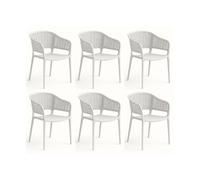 PEGANE Lot de 6 chaises de Jardin empilables en résine Coloris Blanc - Longueur 59 x Profondeur 56 x Hauteur 79 cm