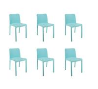 PEGANE Lot de 6 chaises de Jardin empilables en résine Coloris Bleu Azul - Longueur 48 x Profondeur 53 x Hauteur 80 cm