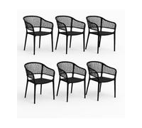 PEGANE Lot de 6 chaises de Jardin empilables en résine Coloris Noir - Longueur 59 x Profondeur 56 x Hauteur 79 cm