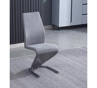 PEGANE Lot de 6 chaises de Salle à Manger en jarama Coloris Gris avec Pieds Coloris chromé - Longueur 54 x Profondeur 64 x Hauteur 100 cm