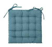 PEGANE Lot de 6 Galettes de Chaise Bleu Canard à Motifs - 38 x 38 cm