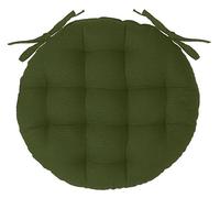 PEGANE Lot de 6 galettes de Chaise Rondes Coloris Vert Kaki en Coton - Diamètre 38 x Hauteur 6,5 cm