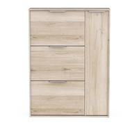 PEGANE Meuble à Chaussures 3 abattants 1 Porte Couleur chêne - Largeur 90,7 x Profondeur 26,1 x Hauteur 122,9 cm