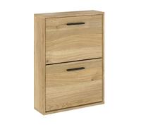 PEGANE Meuble à Chaussures, Commode à Chaussures à 2 Portes Coloris chêne Mauvella - Longueur 54 x Profondeur 18 x Hauteur 73 cm