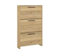 PEGANE Meuble à Chaussures, Commode à Chaussures à 3 Portes Coloris chêne Mauvella - Longueur 68,50 x Profondeur 17 x Hauteur 115,50 cm