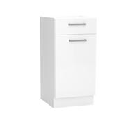 PEGANE Meuble Bas de Cuisine avec 1 Porte et 1 tiroir Coloris Blanc - Longueur 40 x Profondeur 44,60 x Hauteur 82 cm