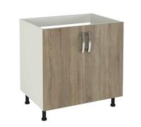 PEGANE Meuble Bas de Cuisine pour evier 2 Portes Coloris chêne Cortez - Hauteur 85 x Longueur 80 x Profondeur 58 cm