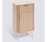 PEGANE Meuble Bas Salle de Bain, 1 Porte et 1 tiroir Effet Bois Clair - Longueur 45 x Largeur 30 x Hauteur 80 cm