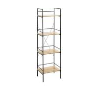 PEGANE Meuble Colonne de Rangement 4 étagères Coloris chêne/Noir - Longueur 34 x Hauteur 130 x Profondeur 27 cm
