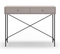 PEGANE Meuble Console, Table de Console avec 2 tiroirs Aspect Bois Coloris Moka et Pieds en métal Noir - Longueur 110 x Profondeur 35 x Hauteur 85 cm