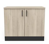 PEGANE Meuble de Cuisine Bas Coloris chêne kronberg, Noir Mat - Longueur 100 x Hauteur 85 x Profondeur 60 cm