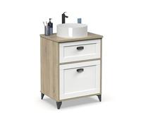PEGANE Meuble de Salle de Bain sous-Vasque Coloris Blanc/chêne cambrien (lavabo Non Inclus) - Longueur 61 x Profondeur 47 x Hauteur 80 cm