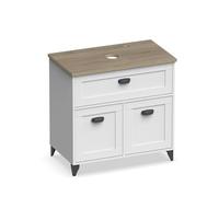 PEGANE Meuble de Salle de Bain sous-Vasque Coloris Blanc/chêne cambrien (lavabo Non Inclus) - Longueur 82 x Profondeur 47 x Hauteur 82 cm