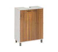 PEGANE Meuble sous lavabo de Salle de Bain avec 2 Portes, Coloris Marron/Blanc - Longueur 60 x Profondeur 30 x Hauteur 80 cm