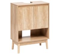 PEGANE Meuble sous-lavabo SDB 2 Portes Coloris Effet Bois Clair - Longueur 60 x Largeur 30 x Hauteur 80 cm