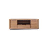 PEGANE Meuble TV 2 Portes 1 tiroir et 2 niches Ouvertes Coloris chêne Massif huilé - Longueur 183 x Hauteur 65 x Profondeur 54 cm