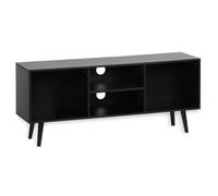 PEGANE Meuble TV avec 4 Compartiments Ouverts Coloris Noir - Longueur 110 x Largeur 29 x Hauteur 47cm