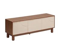 PEGANE Meuble TV Buffet Bas 2 Portes et 1 tiroir Coloris Marron/Beige - Longueur 140 x Profondeur 40 x Hauteur 50,5 cm