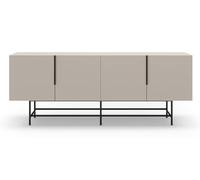 PEGANE Meuble TV, Meuble de Salon Aspect Bois Coloris crème, Pieds en métal Noir - Longueur 200 x Profondeur 40 x Hauteur 77,90 cm