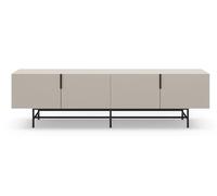 PEGANE Meuble TV, Meuble de Salon Aspect Bois Coloris crème, Pieds en métal Noir - Longueur 200 x Profondeur 35 x Hauteur 55 cm
