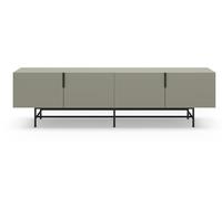 PEGANE Meuble TV, Meuble de Salon Aspect Bois Coloris Vert et Pieds en métal Noir - Longueur 200 x Profondeur 35 x Hauteur 55 cm