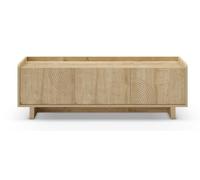 PEGANE Meuble TV, Meuble de Salon avec 3 Portes Aspect Bois Coloris chêne- Longueur 140 x Profondeur 40 x Hauteur 45 cm
