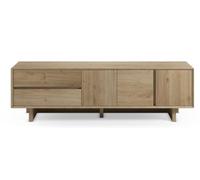 PEGANE Meuble TV, Meuble de Salon avec 3 Portes et 2 tiroirs Aspect Bois Coloris chêne - Longueur 180 x Profondeur 45 x Hauteur 55,30 cm