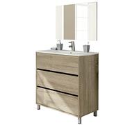 PEGANE Meuble Vasque avec Miroir Coloris Cambrian - Hauteur 90 x Longueur 81.5 x Profondeur 46.5 cm