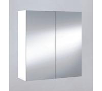 Miroir de salle de bain avec rangements 2 portes en blanc brillant, 65 x 60 x 21 cm -PEGANE- Non Applicable