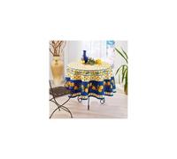 PEGANE Nappe de Table Provençale Ronde 180cm, Linge Table Anti-Tâche Glycine, 100% Polyester,Coloris Citron-Bleu