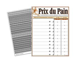 PEGANE Pancarte tarif Prix du Pain - 30 x 40 cm