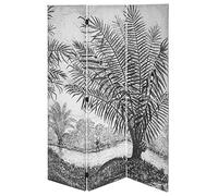 PEGANE Paravent 3 pans en Tissu imprimé Blanc/Noir - Longueur 121 x Profondeur 2,5 x Hauteur 170 cm