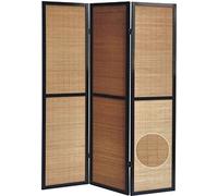 Paravent en bois noir et bambou de 3 pans